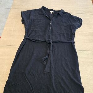 Falls Creak Linen Blend Button Top Maxi Dress Size XL Black Cap Sleeve